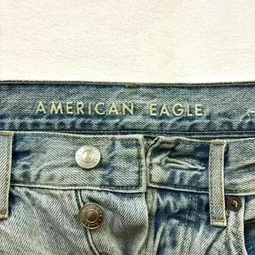 American Eagle ButtonFly Highrise Bleach Fade Distress Fray Denim Shorts Size 00